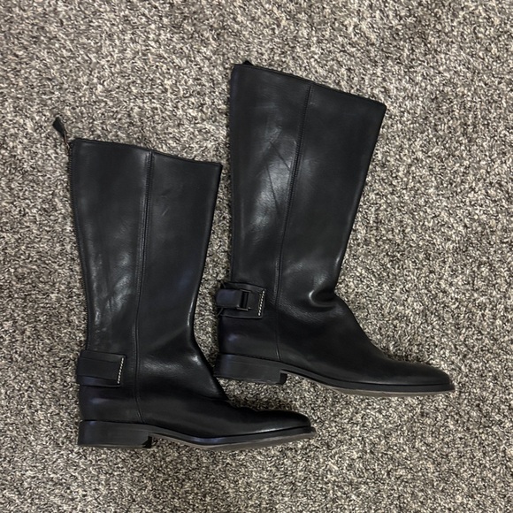 Ralph Lauren black leather boots 10 Katarina knee soft biker winter boho grunge - Picture 1 of 9